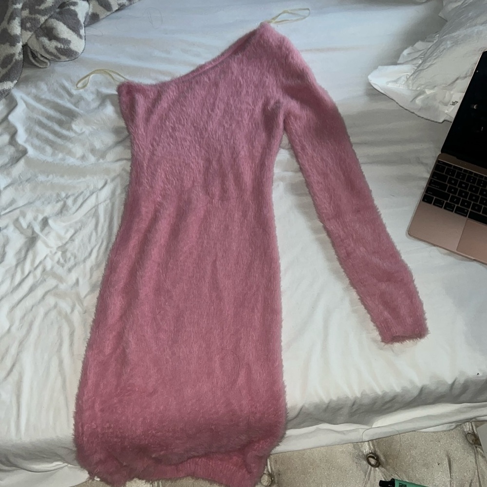Off the shoulder fuzzy dress